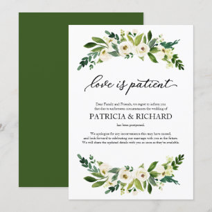 Invitation L'amour de la verdure est patient Report de mariag