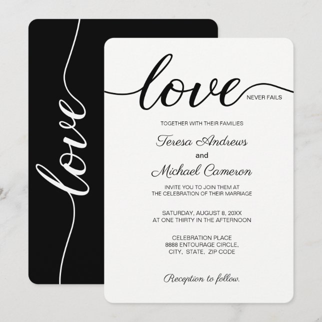 Invitation L'amour des Mariages chrétiens modernes n'échoue j (Devant / Derrière)