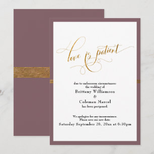 Invitation L'amour élégant est Patient Mauve Gold Stripe Card