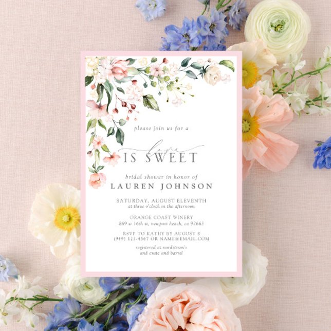 Invitation L'Amour Élégant Est Une Fête des mariées Florale R (Créateur téléchargé)