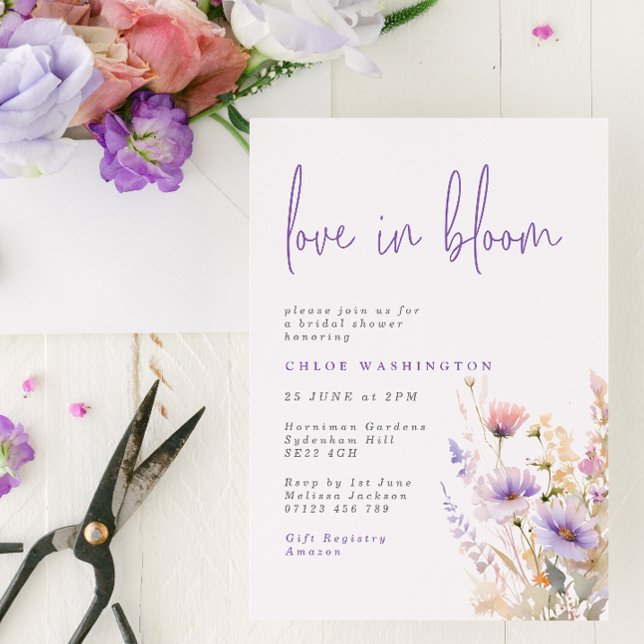 Invitation L'amour en fleur de fleurs sauvages de Lilac Fête  (Créateur téléchargé)