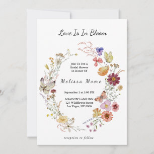 Invitation L'amour en Fleur sauvage en fleurs Fête des mariée