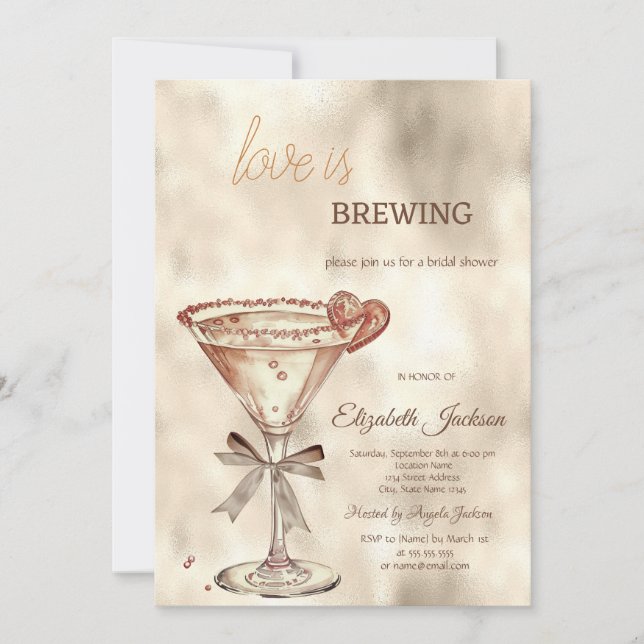 Invitation L'amour est brasser Martini Parties scintillant co (Devant)