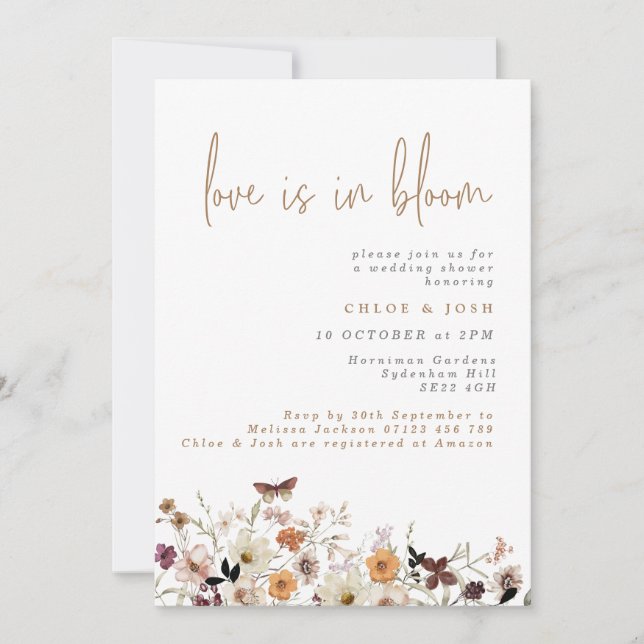 Invitation L'amour est dans Bloom Fall Fleur sauvage Wedding  (Devant)