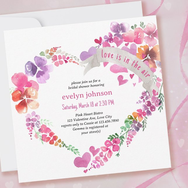 Invitation L'amour est dans la Fête des mariées Air Floral He (Créateur téléchargé)