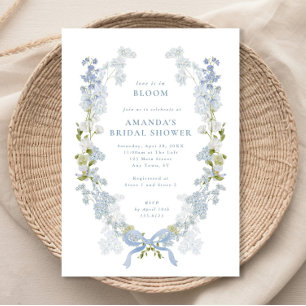 Invitation L'amour est dans la Fête des mariées Florale Bleue