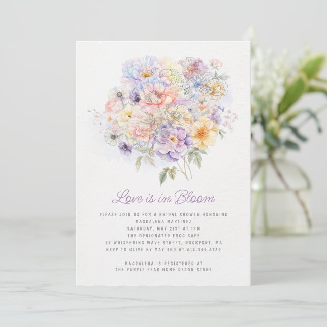 Invitation L'amour est dans la Fête des mariées florale de pr (Debout devant)