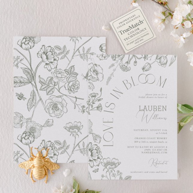 Invitation L'Amour Est Dans La Fête des mariées Florale Verte (Créateur téléchargé)