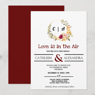 Invitation L'amour est dans l'air Script romantique avec élég