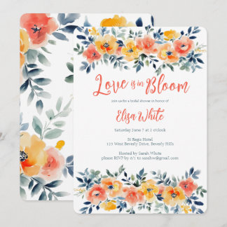 Invitation L'amour est dans l'aquarelle fleurie douche nuptia