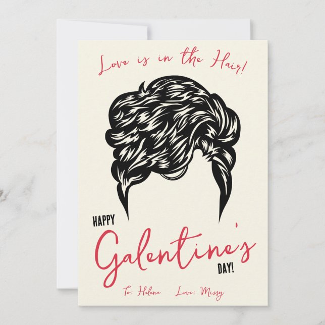 Invitation L'amour est dans les cheveux, Élastique à cheveux, (Devant)