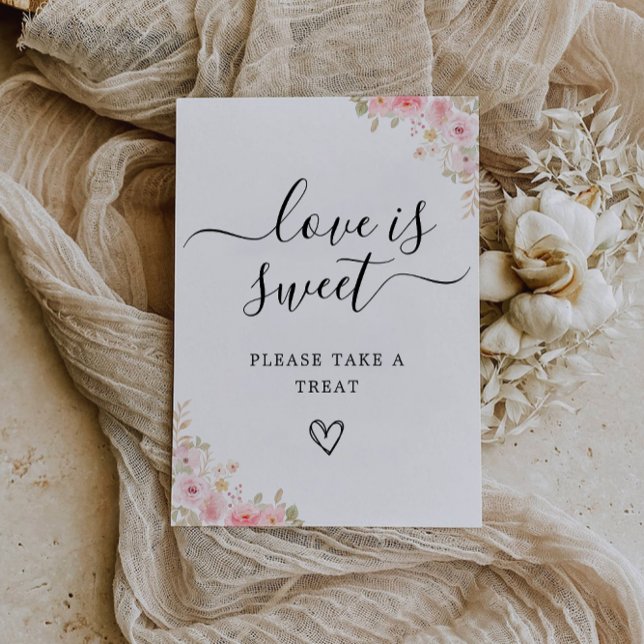Invitation L'amour est doux Signet imprimable, Mariage Rose (Love is Sweet Sign Printable, Rose Wedding Invitation)