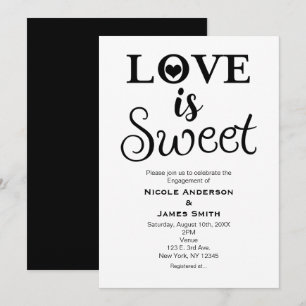 Invitation L'AMOUR EST DOUX Vintage Moderne Noir & Blanc