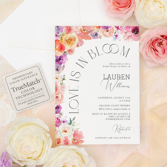 Invitation L'Amour Est En Fleur Aquarelle Fête des mariées Fl (Créateur téléchargé)