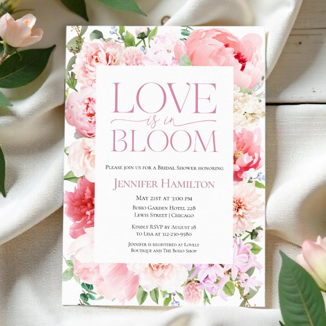 Invitation L'amour est en fleur | Fête des mariées à cadre sa (Créateur téléchargé)