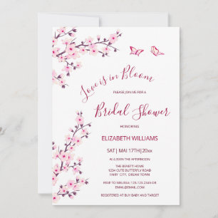 Invitation L'Amour Est En Fleur   Fête des mariées cerise en 