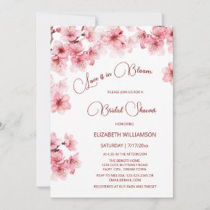Invitation L'Amour Est En Fleur   Fête des mariées cerise en 