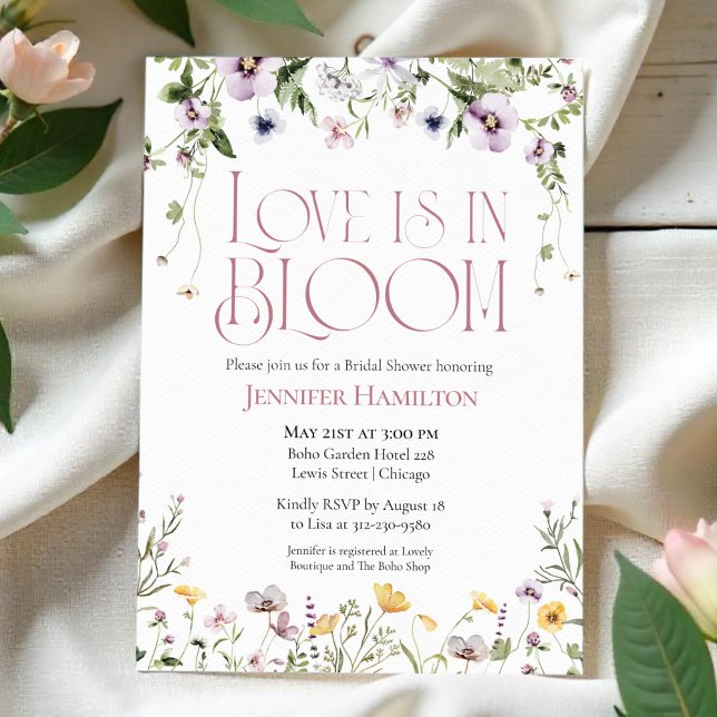 Invitation L'amour est en fleur | Fête des mariées florale aq (Créateur téléchargé)