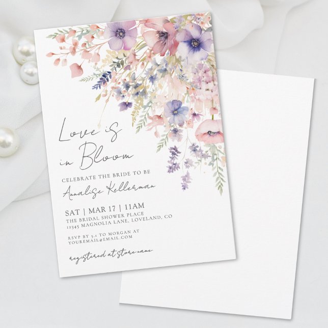 Invitation L'Amour Est En Fleur Fleur sauvage Fête des mariée (Love Is In Bloom Floral Wildflower Bridal Shower Invitation )