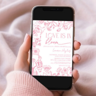 Invitation L'amour est en Fleur rose Vintage Fête des mariées