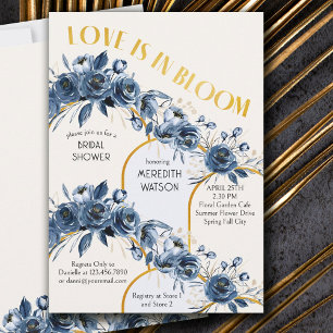 Invitation L'amour est en fleurs Arche dorée Rose bleue Baby