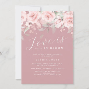 Invitation L'amour est en fleurs Fête de mariage rose pâle