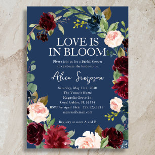 Invitation L'amour est en fleurs Jardin Fleur Bleue Baby Show