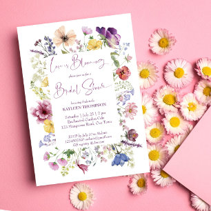 Invitation L'amour est en floraison fleur sauvage boho douche