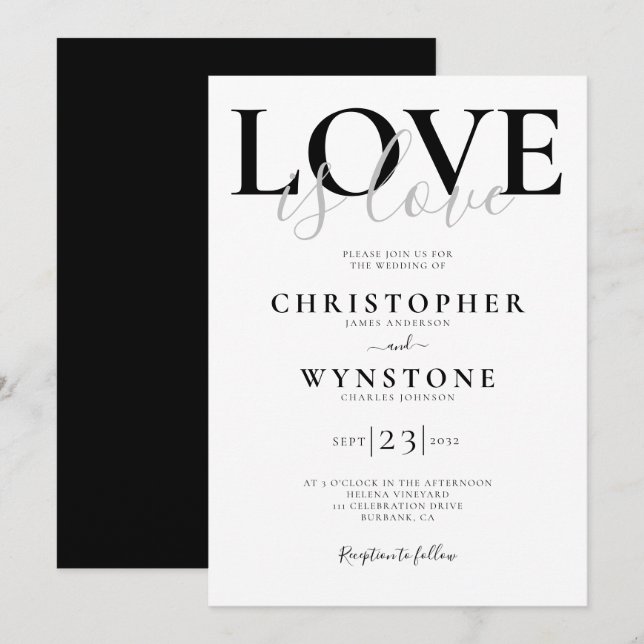 Invitation L'amour est l'amour Mariage gay (Devant / Derrière)