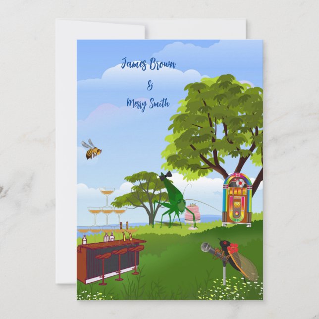 Invitation L'amour est Meadow Serenade Cicadas mariage (Devant)