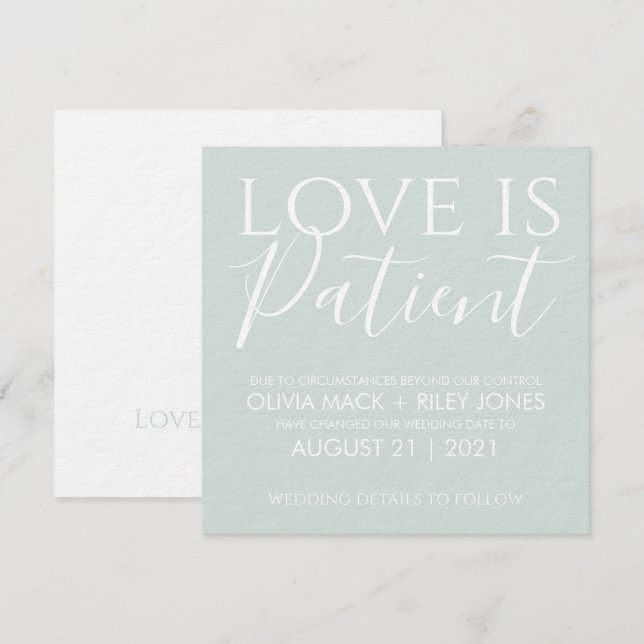 Invitation L'amour est Patient Faire suivre la Date Faire-par (Devant / Derrière)