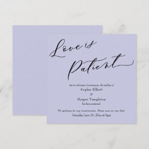 Invitation L'amour est Patient Lavender Postponed Mariage Car