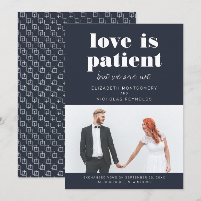 Invitation L'amour est patient nous ne sommes pas | FAIRE-PAR (Devant / Derrière)