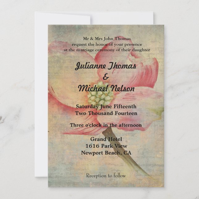 Invitation L'amour est Patient Pink Dogwood Floral Mariage (Devant)