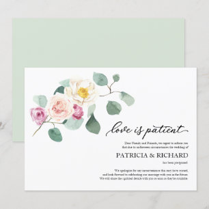 Invitation L'amour est patient Report de mariage Eucalyptus