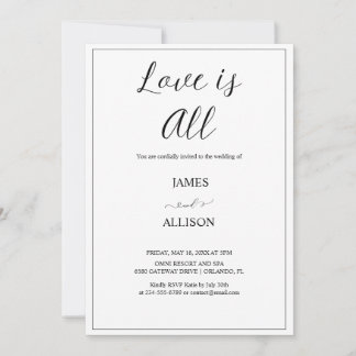 Invitation L'amour est tout élégant minimaliste simple