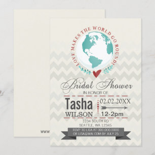 Invitation L'amour fait tourner le monde Fête des mariées Inv