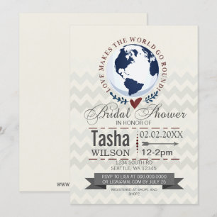 Invitation L'amour fait tourner le monde Fête des mariées Inv
