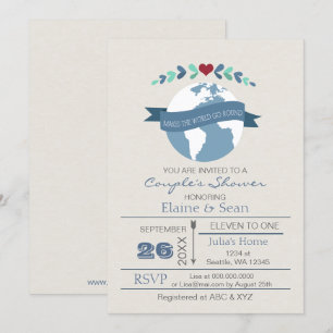 Invitation L'amour fait tourner le monde Fête des mariées Inv