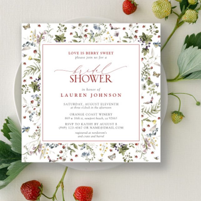Invitation L'Amour fleur sauvage Est Berry Sweet Red Fête des (Bridal Shower Invitation!)