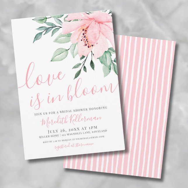 Invitation L'Amour Floral Rose Est En Fête des mariées Fleuri (Blush Pink Floral Love Is In Bloom Bridal Shower Invitation)