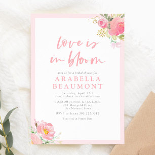 Invitation L'Amour Floral Rose Est En Fête des mariées Fleuri