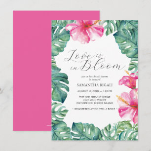 Invitation L'Amour Floral Rose Est En Fête des mariées Fleuri
