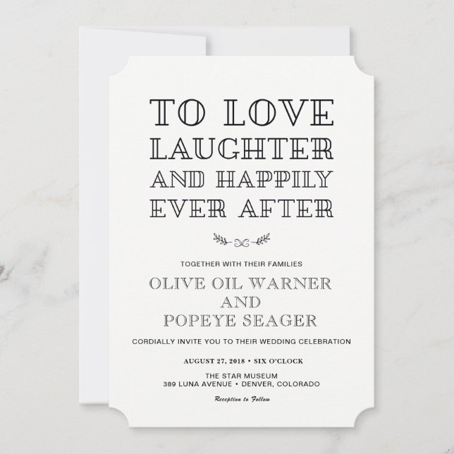 Invitation L'amour, le rire et la joie après l'Mariage (Devant)