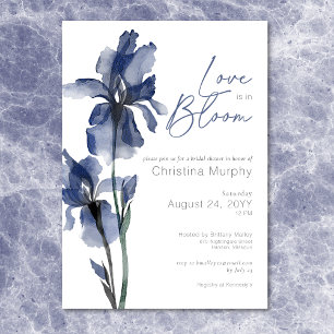 Invitation L'Amour Moderne Bleu Iris Dans La Fête des mariées