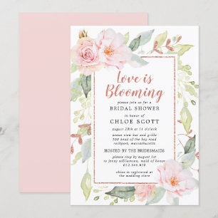 Invitation L'amour rose floral est Fête des mariées florissan