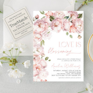 Invitation L'amour rose pâle est florissant Fête des mariées