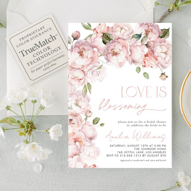 Invitation L'amour rose pâle est florissant Fête des mariées  (Créateur téléchargé)