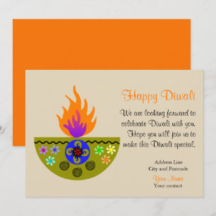 Invitation Lampe colorée Diwali Diya