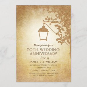 Invitation Lampe Vintage 70e Anniversaire de Mariage Rustique